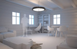 3D koncept interiéru rodinného domu v Krkonoších